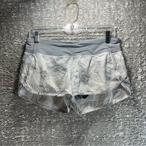 Lululemon Speed Up Shorts Women Size 6 Marble Alpine White Back Zip Pocket Lined